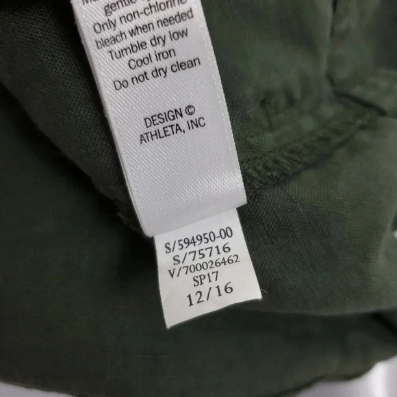 Athleta Wanderabout 100% linen olive green utility tunic vest xs zip-up top xs - Picture 12 of 14